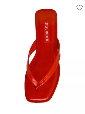 Steve Madden Red Patent Square Toe Thong Sandal